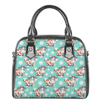 Cartoon Cow And Daisy Flower Print Shoulder Handbag