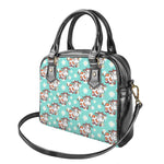 Cartoon Cow And Daisy Flower Print Shoulder Handbag