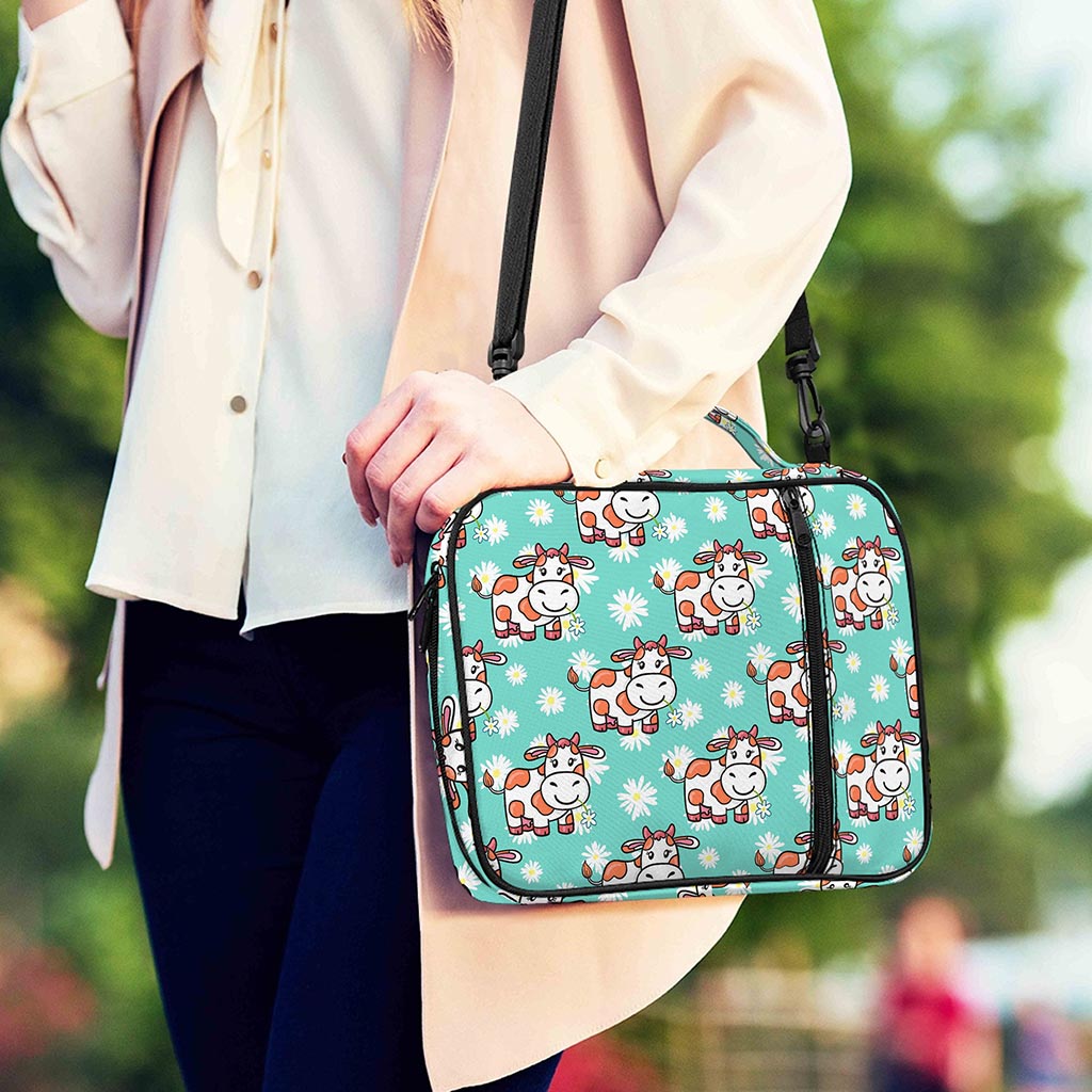 Cartoon Cow And Daisy Flower Print Shoulder Strap Bible Bag