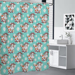 Cartoon Cow And Daisy Flower Print Shower Curtain