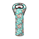 Cartoon Cow And Daisy Flower Print Single Neoprene Wine Tote