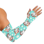 Cartoon Cow And Daisy Flower Print Sun Protection Arm Sleeves