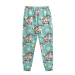 Cartoon Cow And Daisy Flower Print Sweatpants