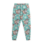 Cartoon Cow And Daisy Flower Print Sweatpants
