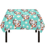 Cartoon Cow And Daisy Flower Print Tablecloth