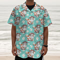 Cartoon Cow And Daisy Flower Print Textured Short Sleeve Shirt