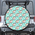 Cartoon Cow And Daisy Flower Print Tire Cover