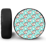 Cartoon Cow And Daisy Flower Print Tire Cover