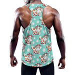 Cartoon Cow And Daisy Flower Print Training Tank Top
