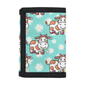 Cartoon Cow And Daisy Flower Print Trifold Wallet