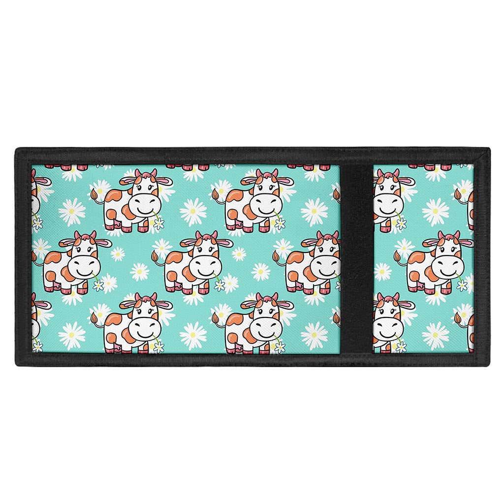 Cartoon Cow And Daisy Flower Print Trifold Wallet