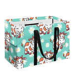 Cartoon Cow And Daisy Flower Print Utility Tote Bag