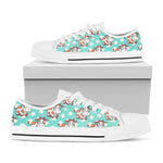 Cartoon Cow And Daisy Flower Print White Low Top Sneakers