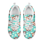 Cartoon Cow And Daisy Flower Print White Running Shoes