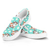 Cartoon Cow And Daisy Flower Print White Slip On Sneakers