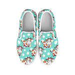 Cartoon Cow And Daisy Flower Print White Slip On Sneakers