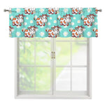 Cartoon Cow And Daisy Flower Print Window Valance