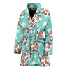 Cartoon Cow And Daisy Flower Print Women's Bathrobe