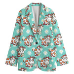 Cartoon Cow And Daisy Flower Print Women's Blazer