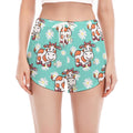 Cartoon Cow And Daisy Flower Print Women's Split Running Shorts