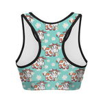 Cartoon Cow And Daisy Flower Print Women's Sports Bra