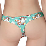 Cartoon Cow And Daisy Flower Print Women's Thong