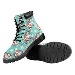 Cartoon Cow And Daisy Flower Print Work Boots