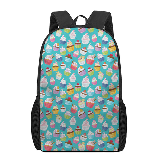 Cartoon Cupcake Pattern Print 17 Inch Backpack