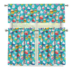 Cartoon Cupcake Pattern Print 3 Piece Kitchen Curtains