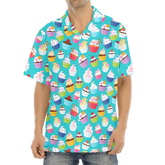 Cartoon Cupcake Pattern Print Aloha Shirt