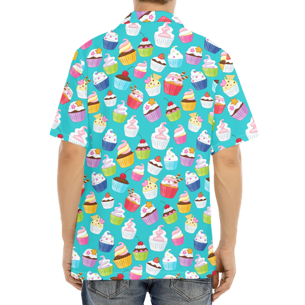 Cartoon Cupcake Pattern Print Aloha Shirt