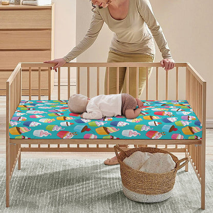 Cartoon Cupcake Pattern Print Baby Crib Sheet