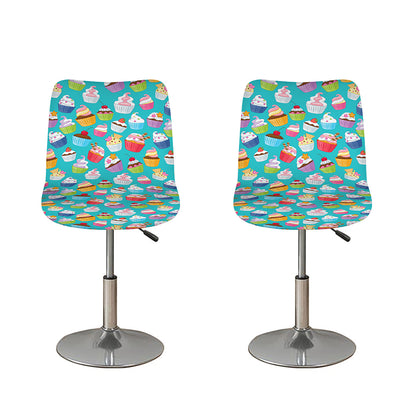 Cartoon Cupcake Pattern Print Bar Stool Covers