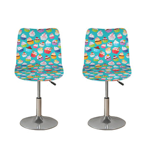 Cartoon Cupcake Pattern Print Bar Stool Covers