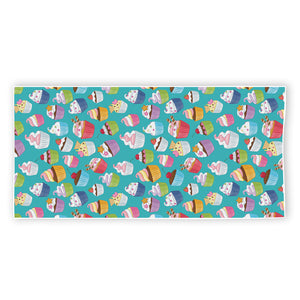 Cartoon Cupcake Pattern Print Beach Towel