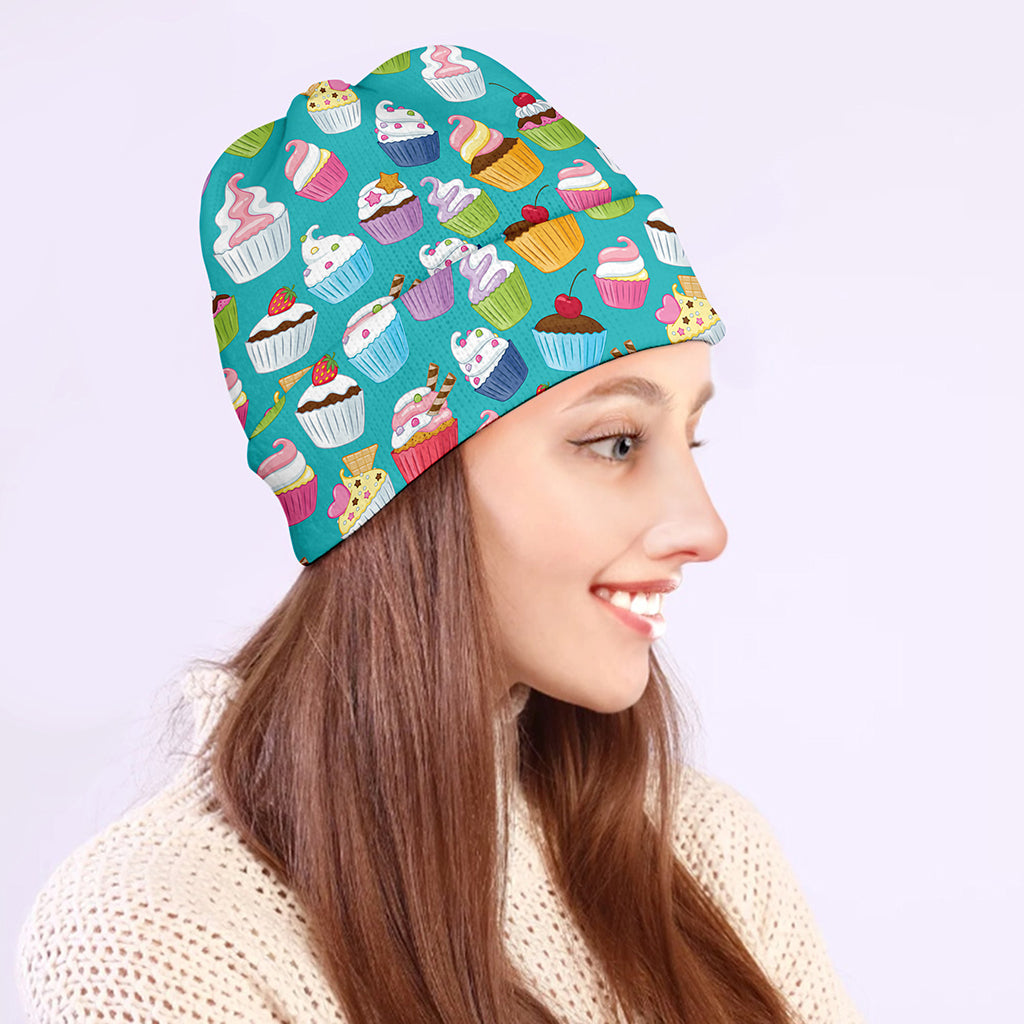 Cartoon Cupcake Pattern Print Beanie