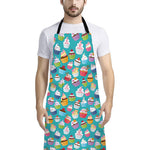 Cartoon Cupcake Pattern Print Bib Apron With Pocket