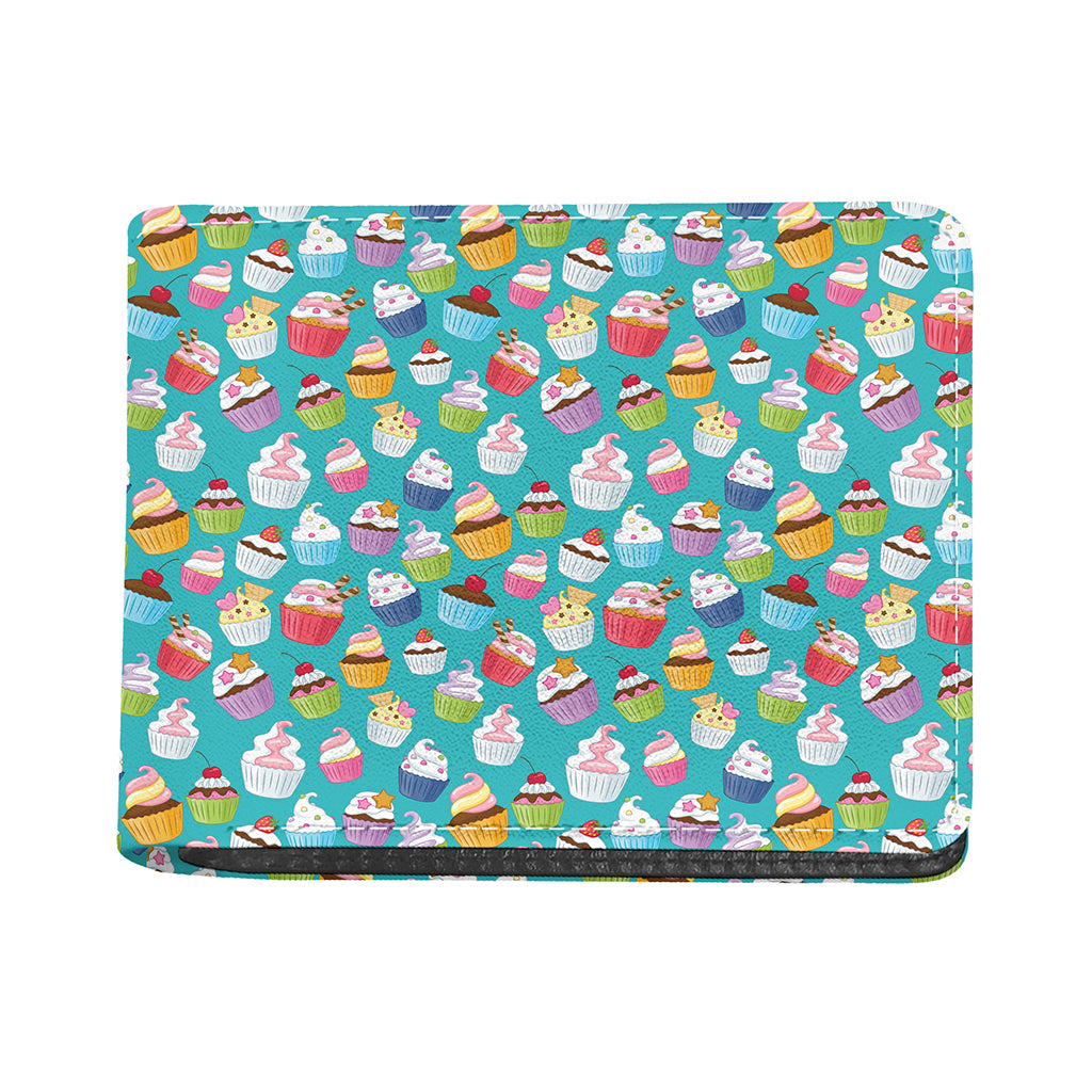 Cartoon Cupcake Pattern Print Bifold Wallet