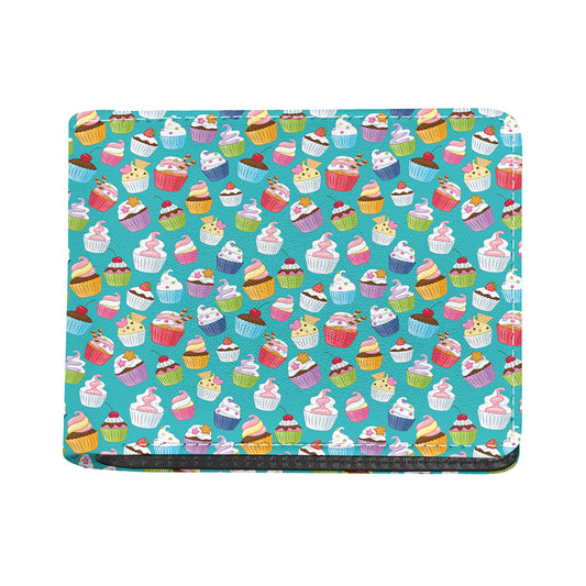 Cartoon Cupcake Pattern Print Bifold Wallet