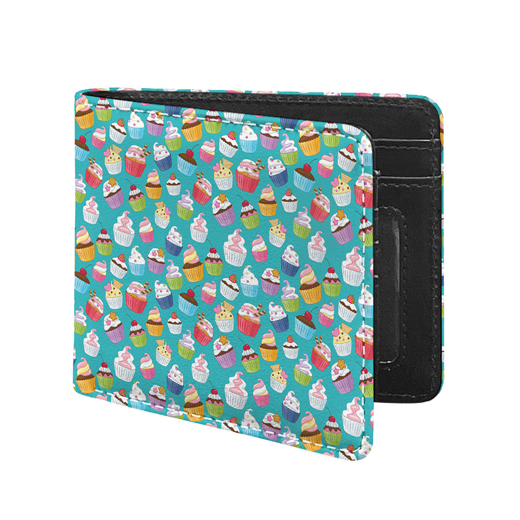 Cartoon Cupcake Pattern Print Bifold Wallet