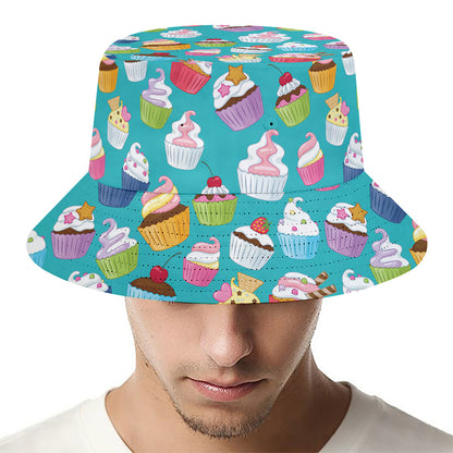 Cartoon Cupcake Pattern Print Bucket Hat