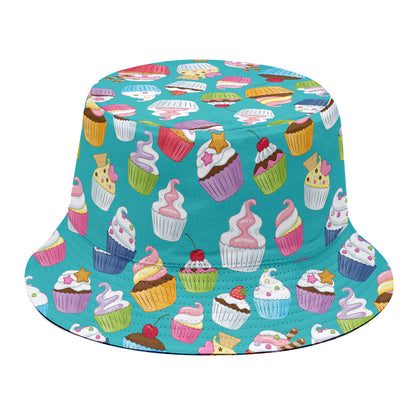 Cartoon Cupcake Pattern Print Bucket Hat
