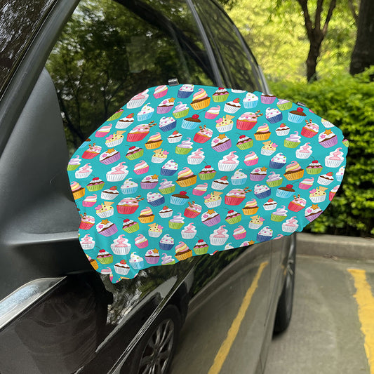 Cartoon Cupcake Pattern Print Car Side Mirror Covers