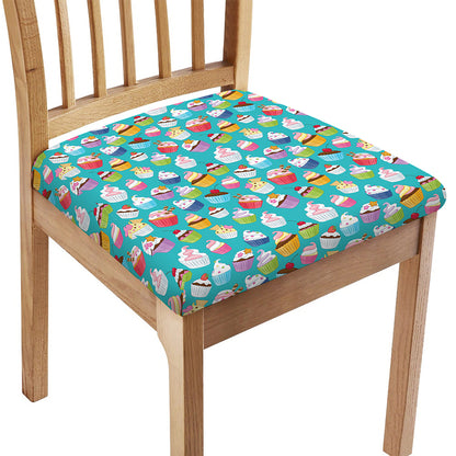 Cartoon Cupcake Pattern Print Chair Cushion Cover