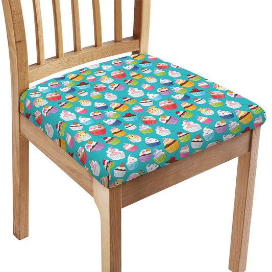 Cartoon Cupcake Pattern Print Chair Cushion Cover