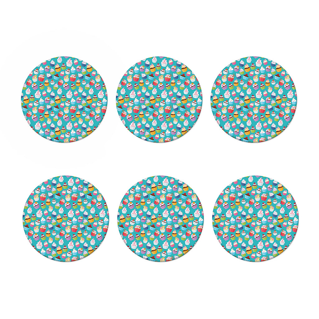 Cartoon Cupcake Pattern Print Coaster Set