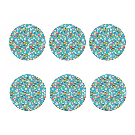 Cartoon Cupcake Pattern Print Coaster Set