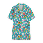 Cartoon Cupcake Pattern Print Cotton Hawaiian Shirt
