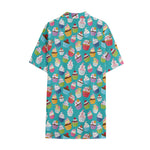 Cartoon Cupcake Pattern Print Cotton Hawaiian Shirt