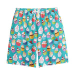 Cartoon Cupcake Pattern Print Cotton Shorts